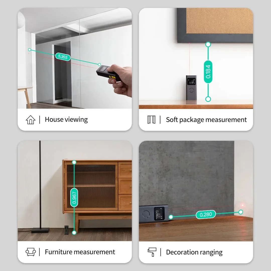 جهاز تحديد مدى الليزر الذكي من Mijia ، دقة عالية ، شحن من النوع C ، قياس المشهد الحقيقي ، 40 متر ، 3