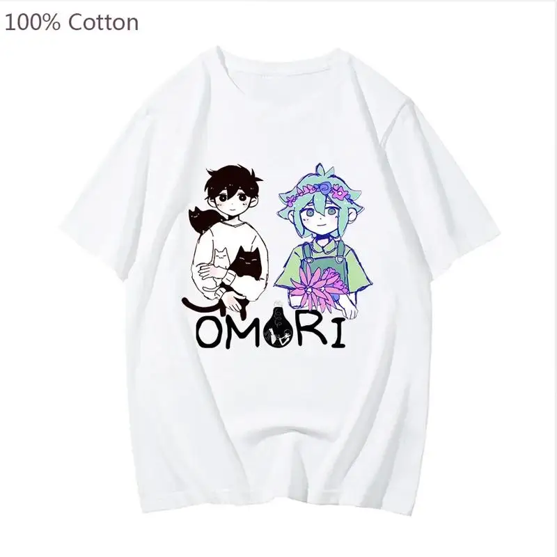 

Omori Game Sunny And Basil T Shirt Summer Fashion Print Shirts Car