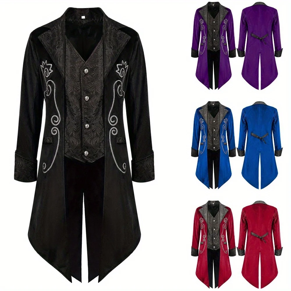 

Medieval Banquet Dress Tuxedo Retro Coat Punk Style Men's New European and American Stage Suit