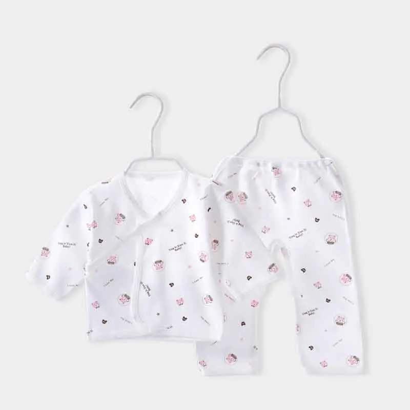 Cute Cartoon Print Newborn Baby Clothes Set 2pcs Cotton Toddlern Top Pants Clothing Set Soft Infant Girl Sleepsuits 0-3months