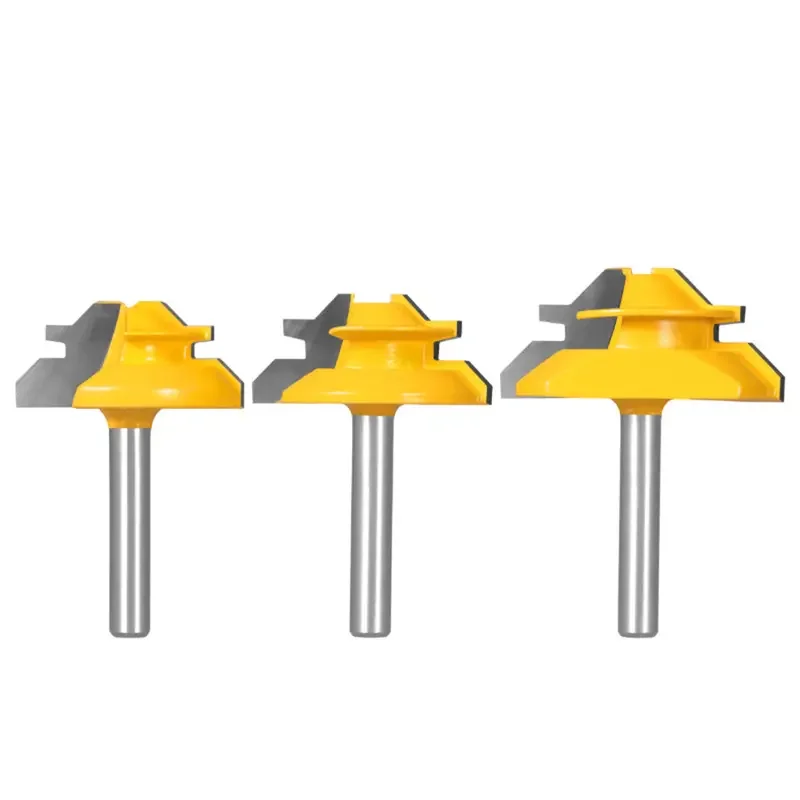 Premium 3-Piece 45 Degree Locking Miter Router Head Set - Seamless Cutting, 1/4-Inch Shank 45 Degree Tenon Router Tool for Woodw