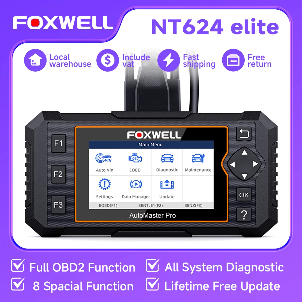 Foxwell NT624 Elite OBD2 Automotivo Scanner Diagnostic Tools All System Car Code Reader ABS TPMS EPB OBD 2 Auto Scanner Tool