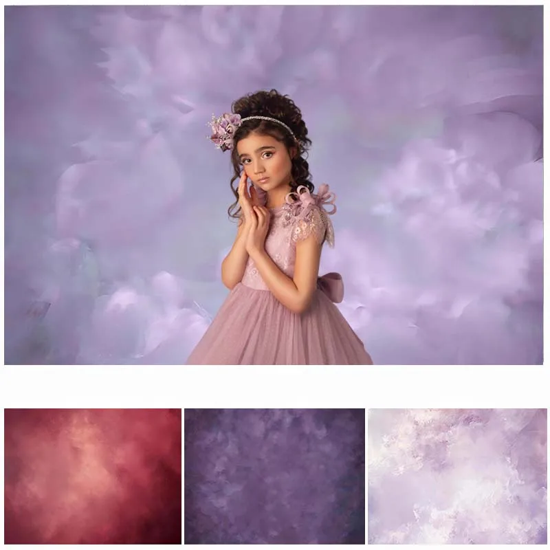 

LS Red Purple Abstract Photography Backdrop Retro Oil Painting Texture Newborn Baby Shower Kids Audlt Portrait Background Cloth