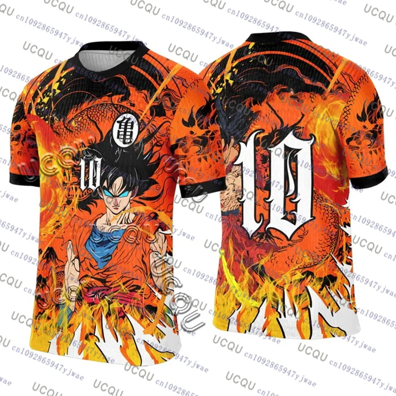 Camiseta de Cosplay Bandai de Anime japonés 2025, camiseta de fútbol de Dragon Ball de edición especial, camiseta deportiva de secado rápido de gran tamaño para hombres y mujeres
