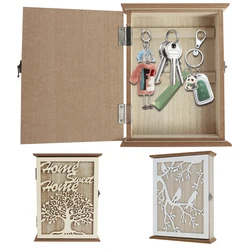 Wood Key Box Decorative Wall Mount Wooden Key Rack with 6 Hooks Key Storage Organizer for Entryway Hallway Office Home Decor