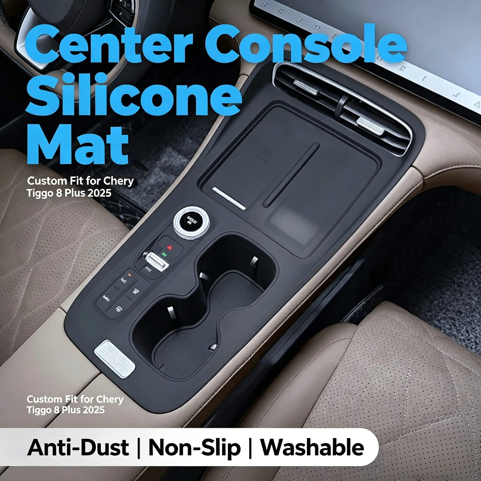 Car Interior Silicone Pad For Chery Tiggo8 Plus 2025 Cup Holder Protector Mat Anti-Scratch Center Console Cover