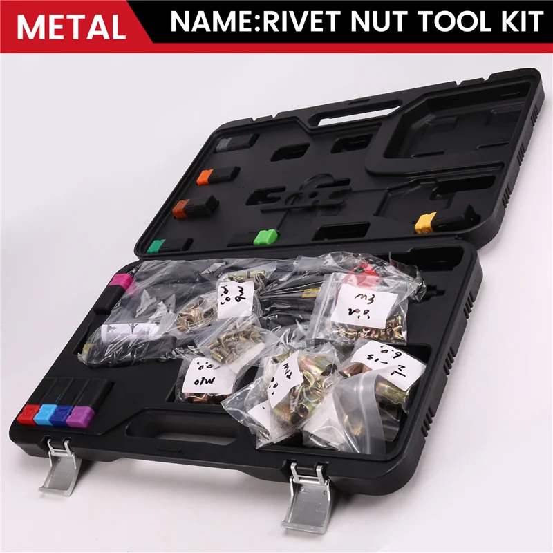 ABLU-Rivet Nut Tool 16-Inch Rivnut Tool Kit With 11 Metric&SAE Mandrels 176Pcs Rivet Nut Assortment Kit&Rugged Carrying Case