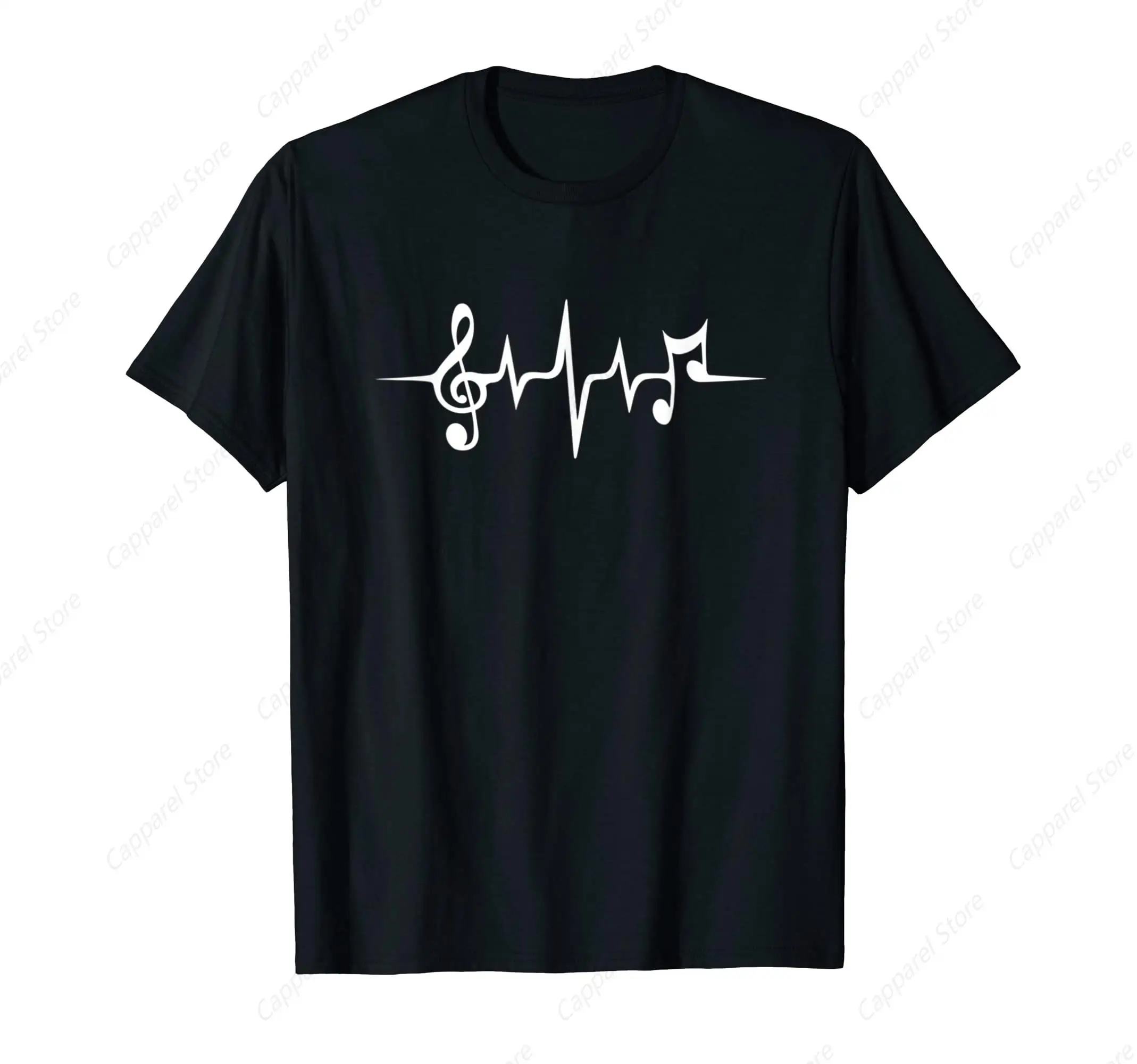 

Music Pulse Heartbeat Notes Clef Frequency Wave Sound T-Shirt