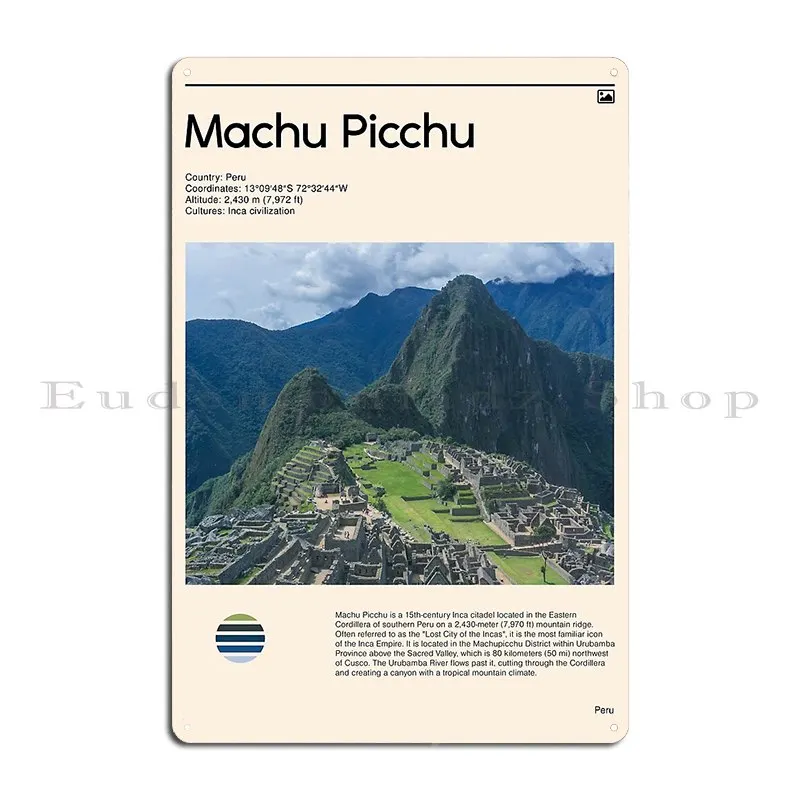 Visit Machu Picchu Peru Travel Poster Metal Plaque Decoration Garage Garage Print Wall Decor Tin Sign Poster