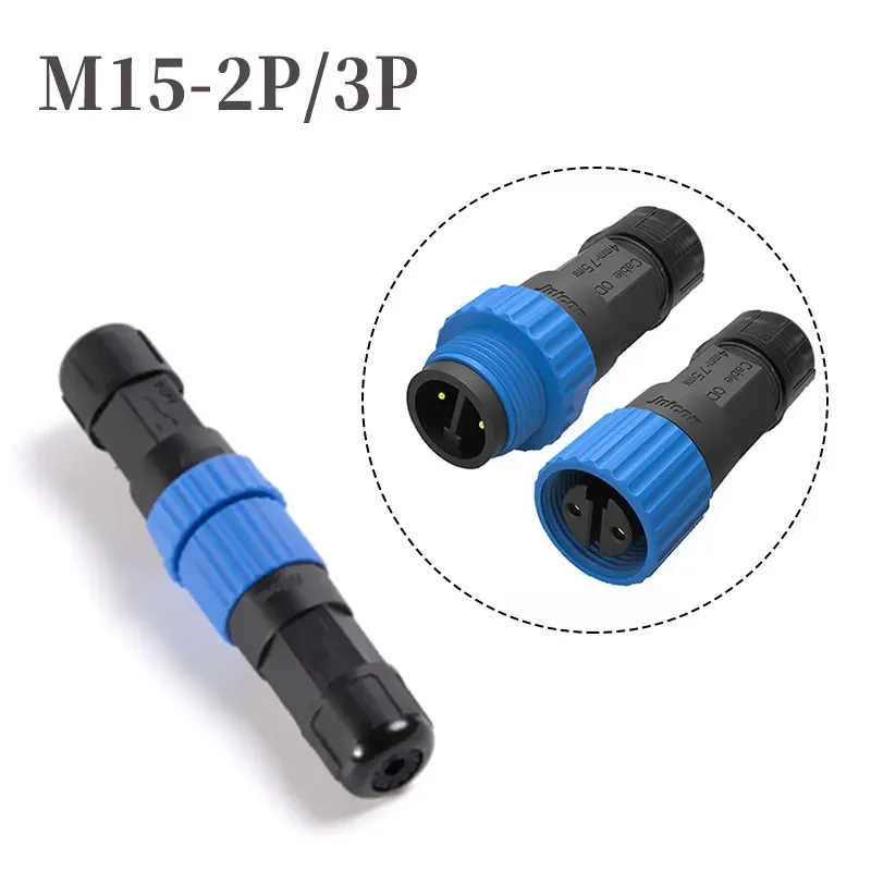 2Pin M15 Waterproof Male Female Connector 10A 3pin Assembly Welding Wire Plug Outdoor Power Connector F Light Plant Lamp IP68