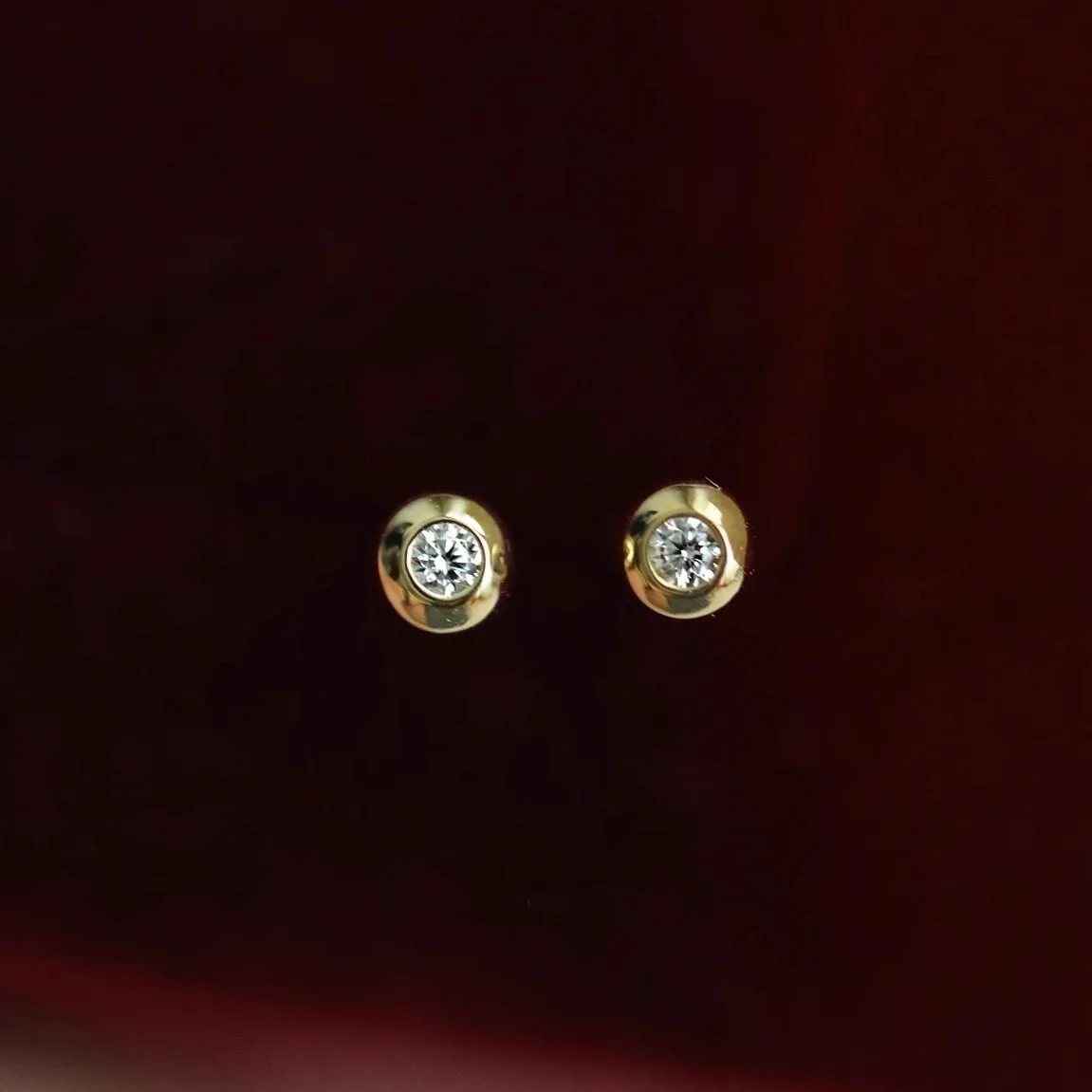 925 Sterling Silver 14K Gold Plated Tiny Bezel Stud Earrings for Women Minimalist Cubic Zirconia Daily Jewelry view 5