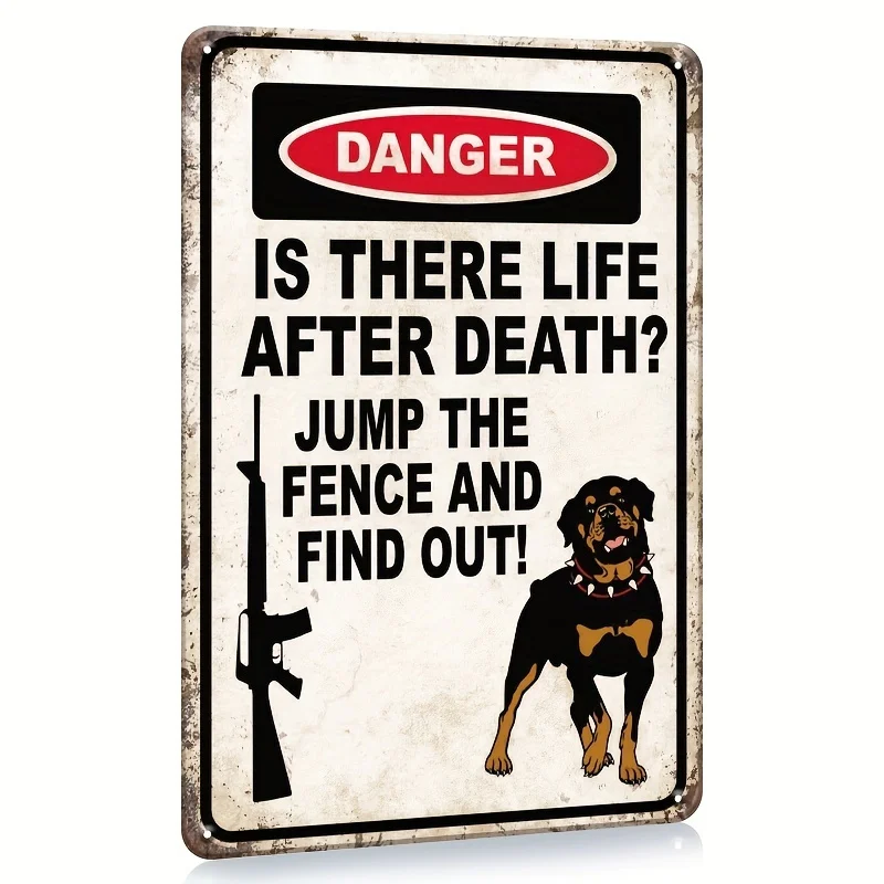 Drôle de citation : « Le danger existe-t-il après la mort? » Décoration murale en métal avec inscription « Jump The Fence And Find Out »