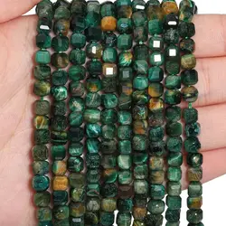 6mm 8mm Square Natural Green Tiger Eye Stone Beads Faceted Loose Beading For Jewelry Making DIY Bracelet Neckalce