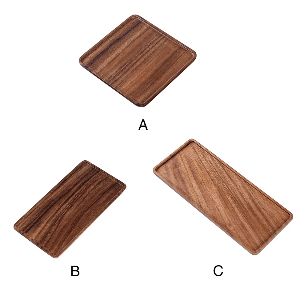 Walnut Wood Food Plate Coffee Tea Snack Bread Breakfast Serving Square Rectangle Living Room Kitchen Tray Party Home Decorate