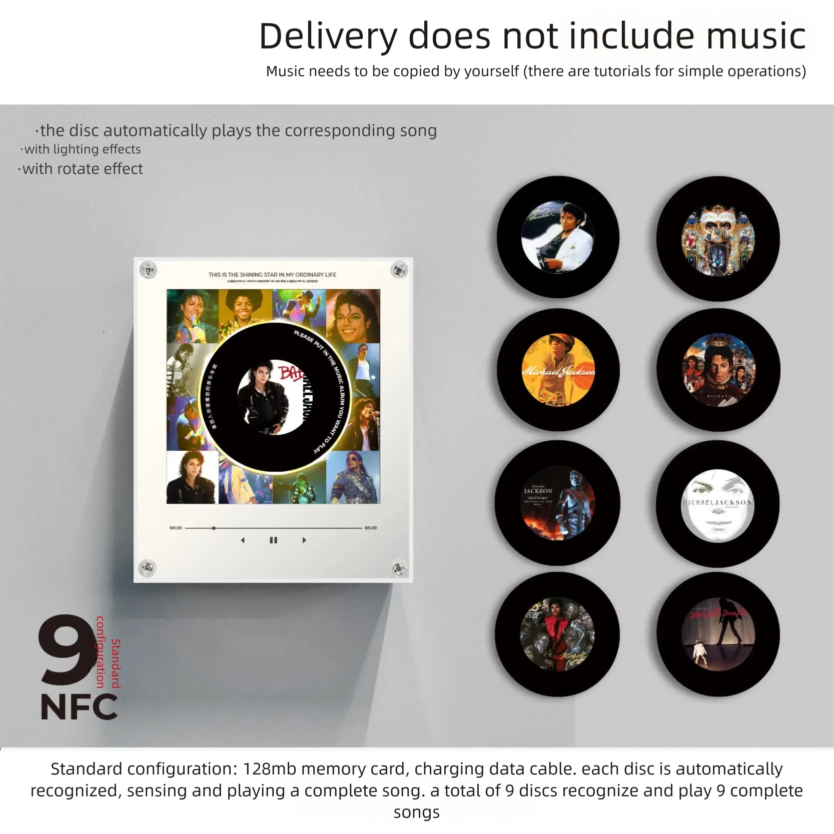 Song Player Fridge Magnet Night Light Magnetic Adhesive NFC Sensor Automatic Singing Rotating Turntable Machine Gift