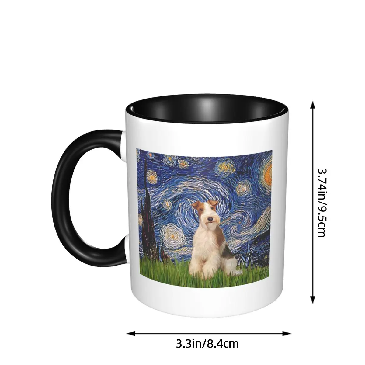 Starry Night Wire Fox Terrier Dog Mug Funny Ceramic Coffee Cups Tea Mugs Milk Cup Drinkware Gift for Friends