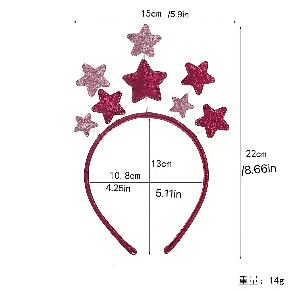 1 Stück niedliches sternförmiges Stirnband mit goldenem Glitzer-Finish – perfekt für Geburtstagsfeiern und Neujahrsdekorationen, festliches Accessoire – Detail 5