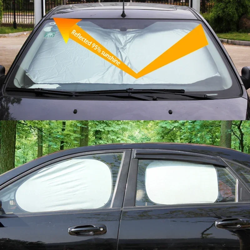 6 Pcs Car Sun Protection Cover Sunscreen Curtain Folding Silver Reflective Car Windshield Window Visor Shield Window Sunshade