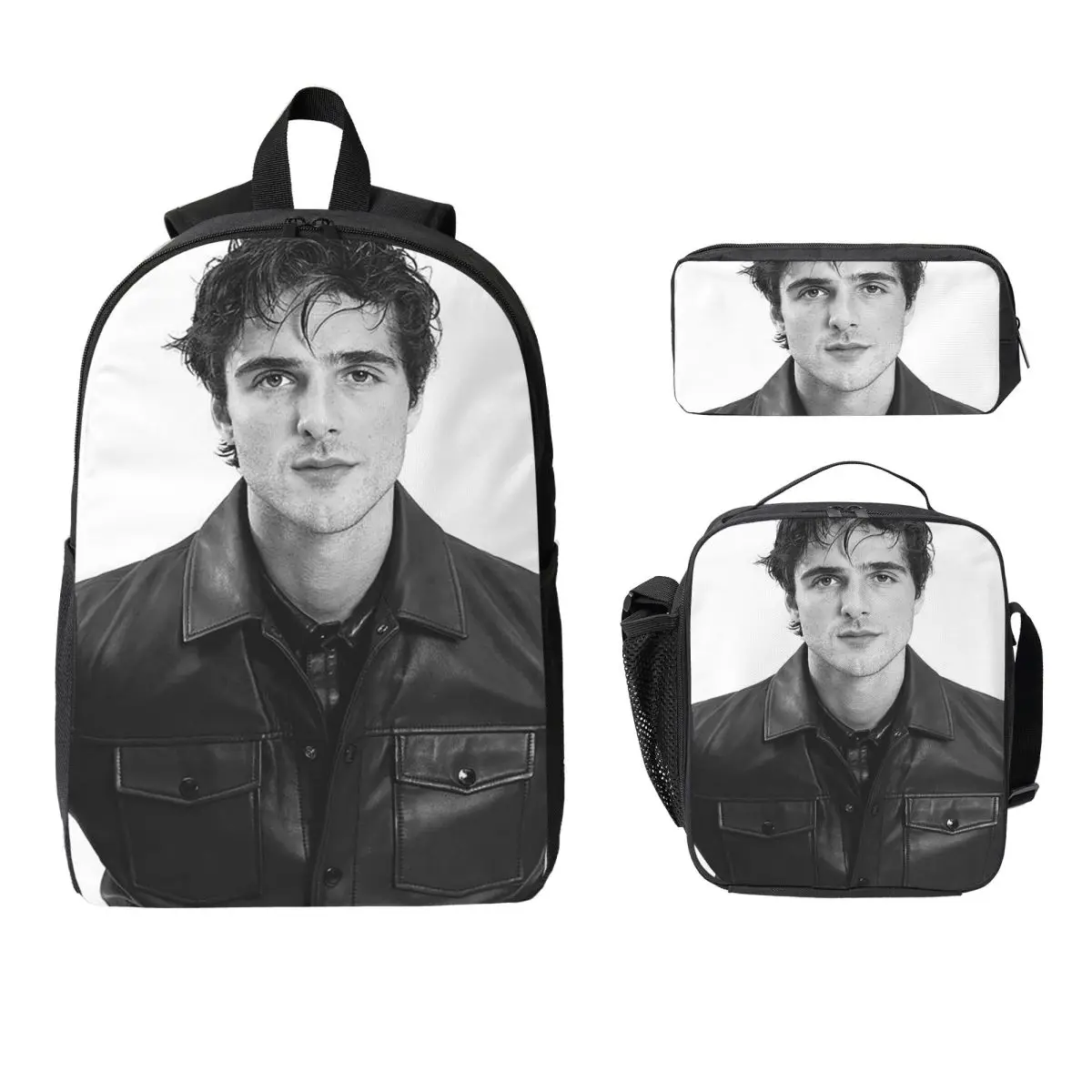 

Jacob Elordi Australian Actor Backpack Boys Girls BookBag School Bag Laptop Shoulder Bags 3ps Insulated Lunch Bag Pencil Case