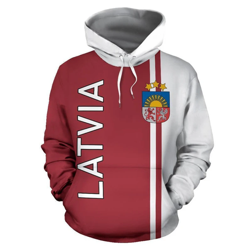 Latvia Flag Emblem Hoodie 3D Printed Men Women Harajuku Sweatshirt Pullover Fashion Popular Y2k Hoodies New Arrival Unisex Tops