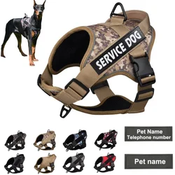 Arnês Tático Personalizado Do Cão, Tags de Nome Personalizadas, Sem Puxar, Respirável, Ajustável Pet Harness para Médio e Grande Cão