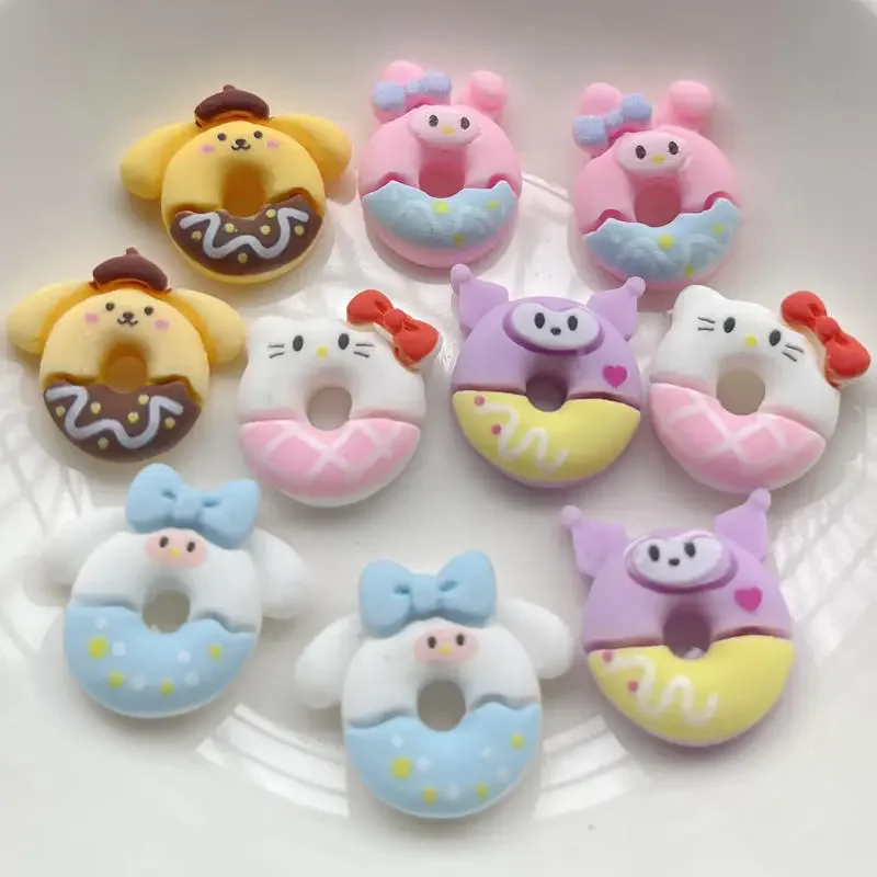 14pcs kawaii mini resin animal shaped doughnut pendants jewelry making materials creative Diy resin flat back accessories