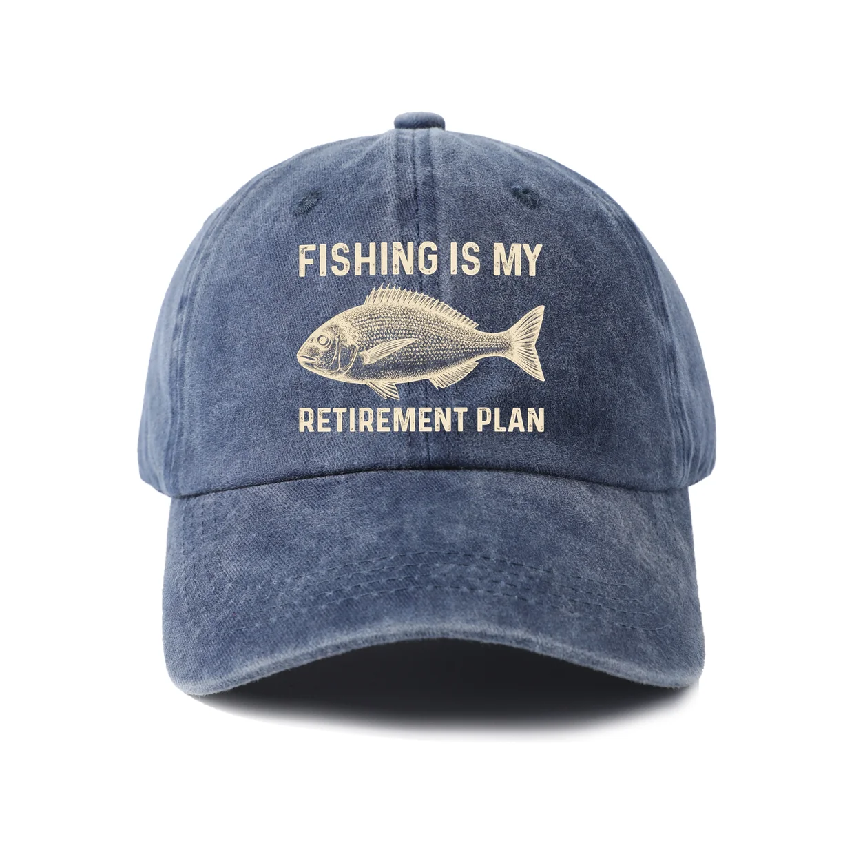 Vintage Washed Baseball Cap with Fishing Is My Retirement Plan Graphic, Adjustable Unisex Dad Hat, Streetwear Gift