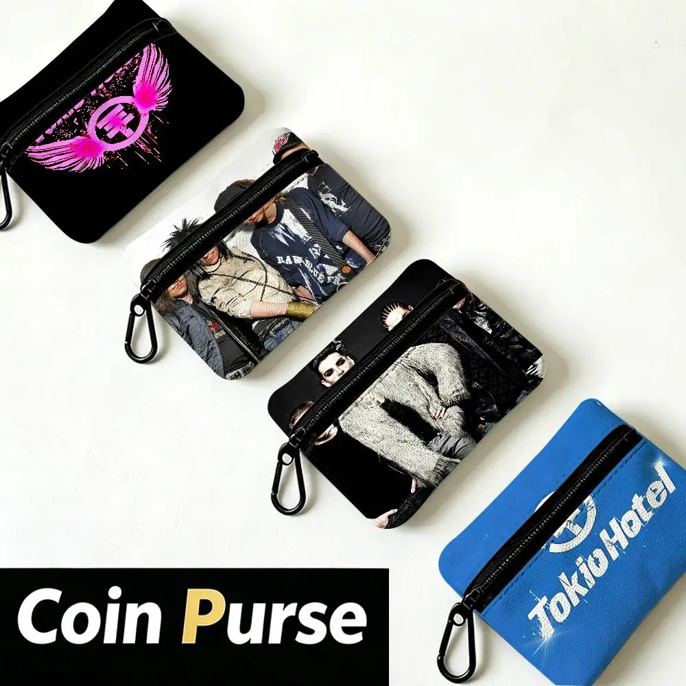 T-Tokio-Hotel-Rock Oxford Fabric Mini Coin Wallet Smooth Zipper Hanging Design Multi-use Small Storage Bag For Travel