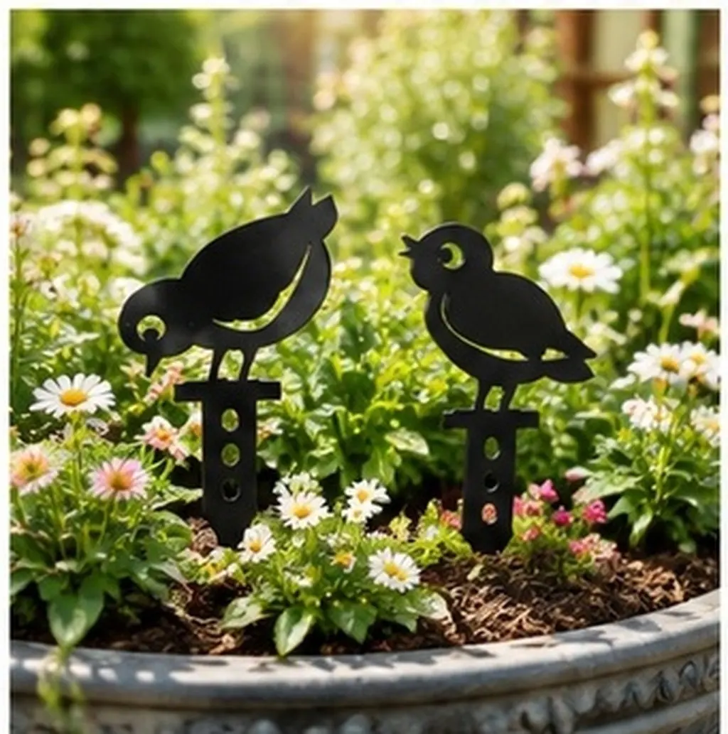2Pcs Iron Rooster Yard Inserting Decor Creative Garden Ornaments Stable Outdoor Ground Rods Decorative Iron Crafts