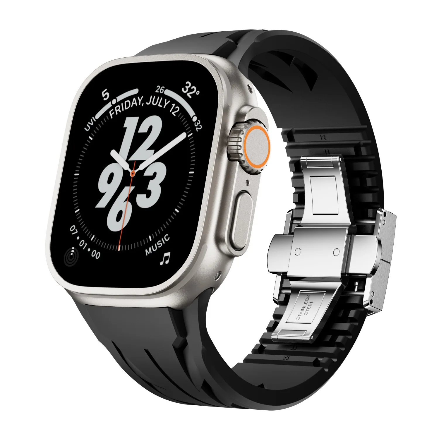 For Apple Watch 10th generation/ultra stainless steel metal environmentally friendly silicone sports new explosion watch strap