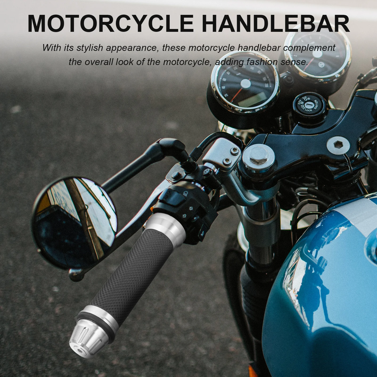 

1 Pair Motorcycle Handlebar Grips Sturdy Replacement For Most Motorbikes Non-Slip Textured Design Easy Install Cycling