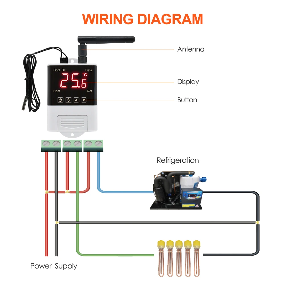 AC110V-220V Digital Microcomputer Temperature Regulator Thermostat Controller Refrigeration Heating Switch Dual Display