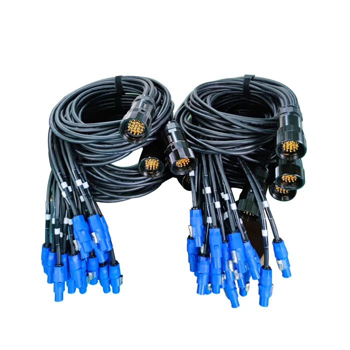 12 AWG Power Wire Socapex Breakout Cable إلى موصلات Edison Duplex الأمريكية