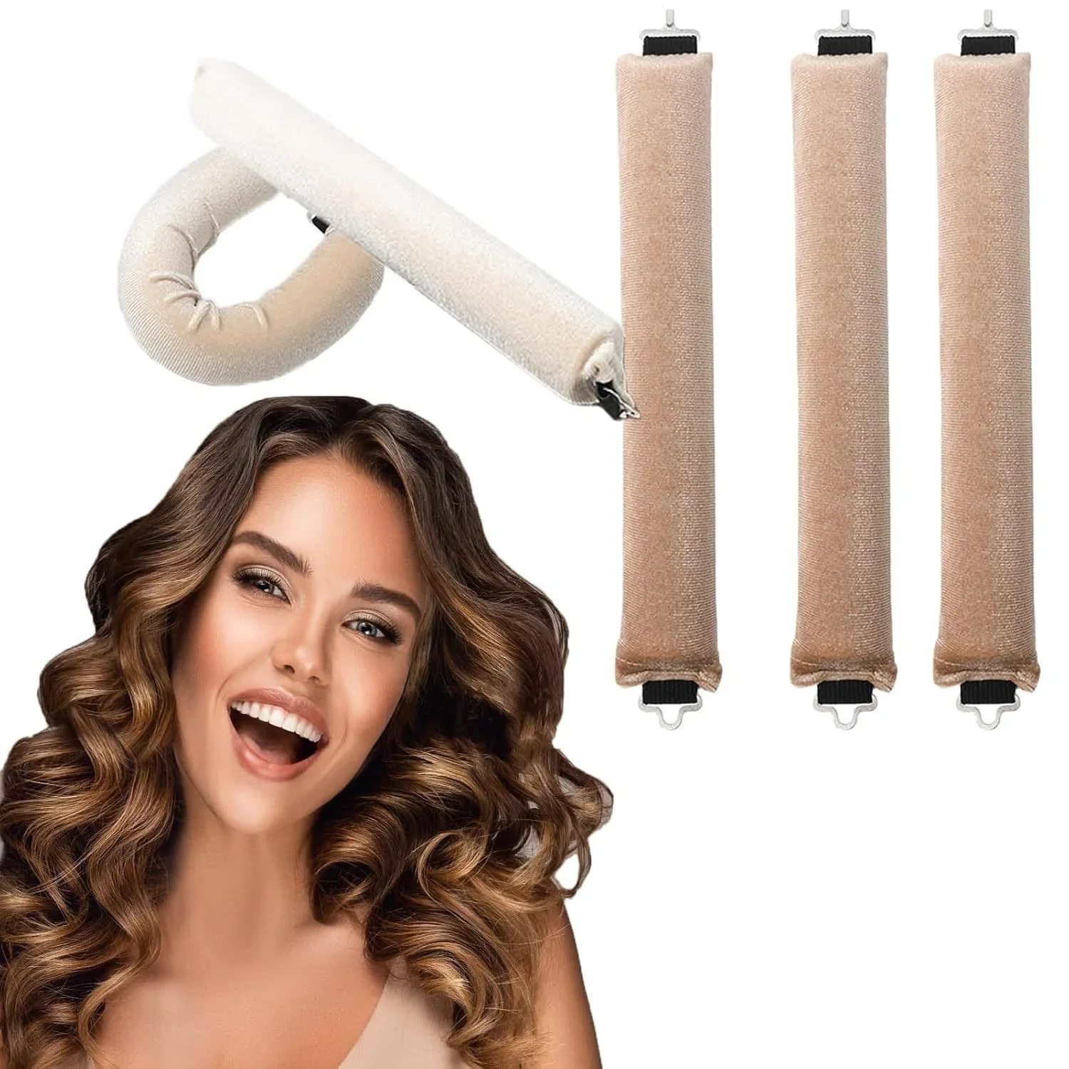 Heatless Curling Rod Hair Curler Set Overnight No Heat Curlers Soft Silk Hair Rollers Long Hair Styling Tool