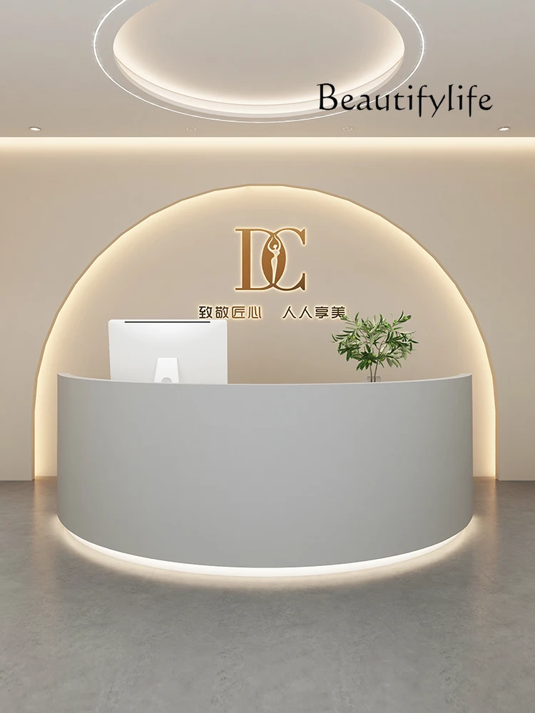 Simple Arc Beauty Salon Bar Counter Cashier Company Front Desk High Sense Reception Desk