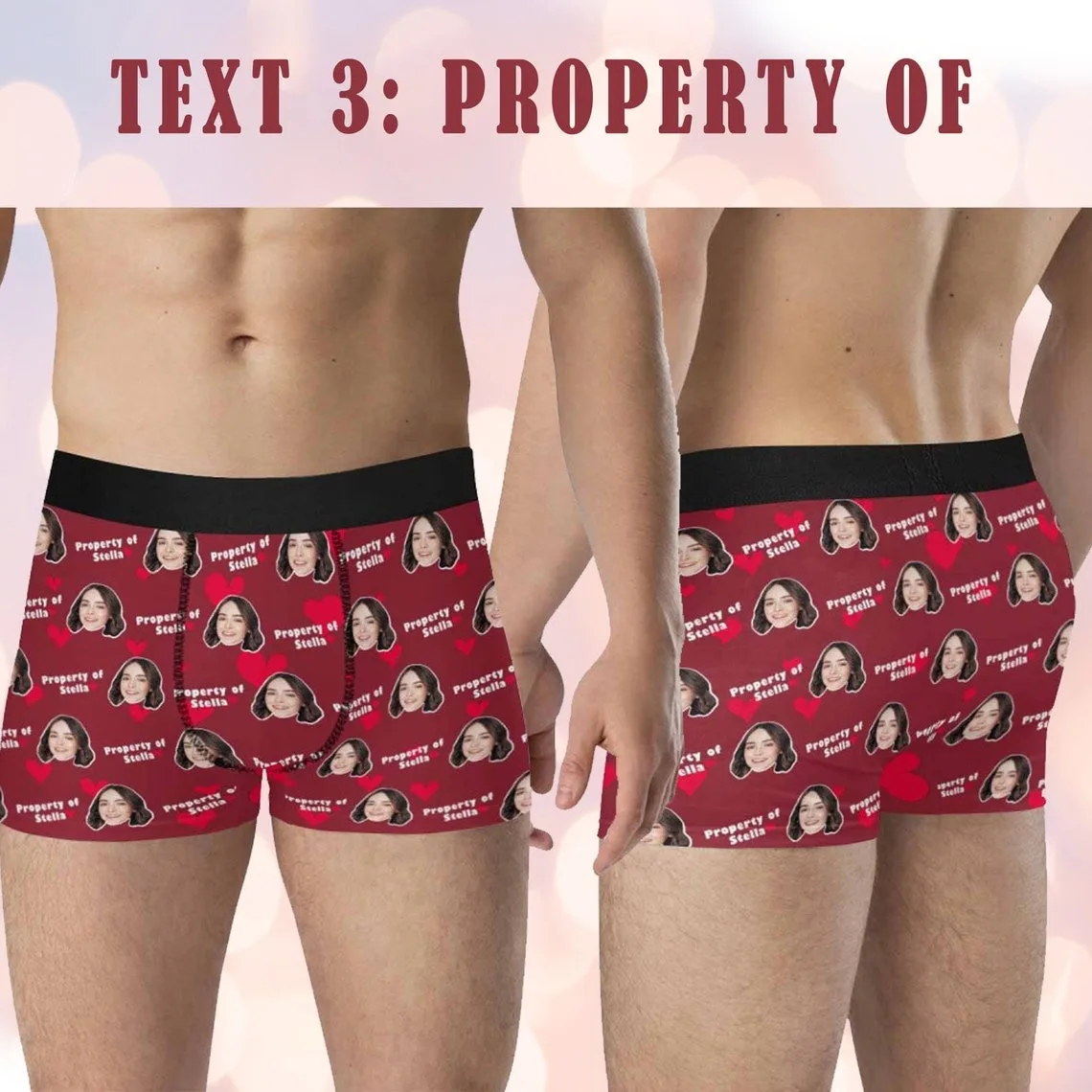 Custom Face Boxer Briefs For Husband Add Any Text Property Of Underwear Personalized Photo Anniversary Valentine\'s Day Gift