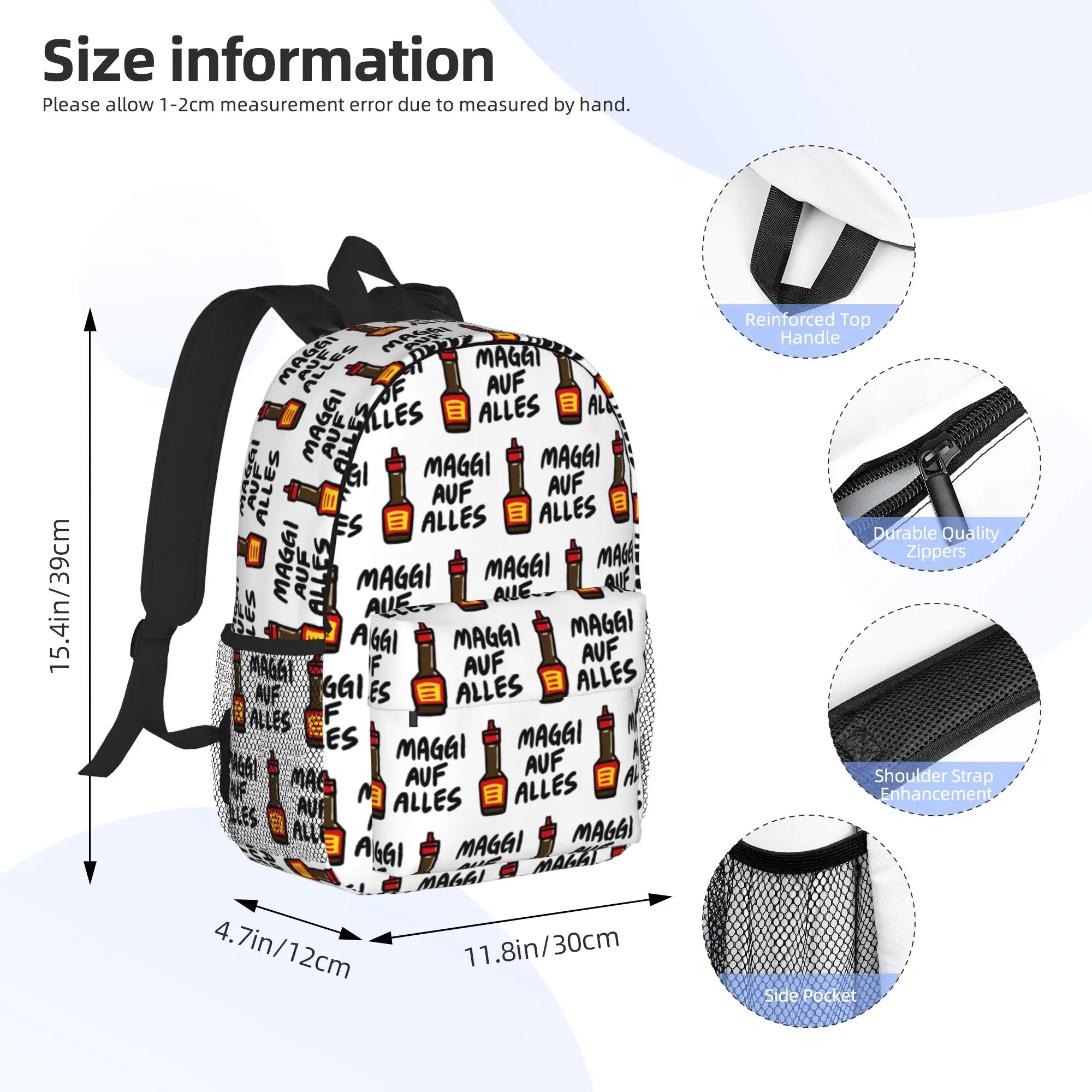 Maggi Auf Alles Deutsch Backpack Hot Sale Daypack Large Capacity Boys Girls BookBag Shoulder Bags for Men Women School Bag