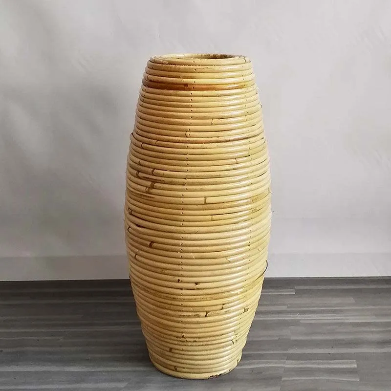 40cm Height Natural Indonesian Rattan Flower Vase Handmade Weaving Cane Stick Material Home Living Room Decorative Ornament