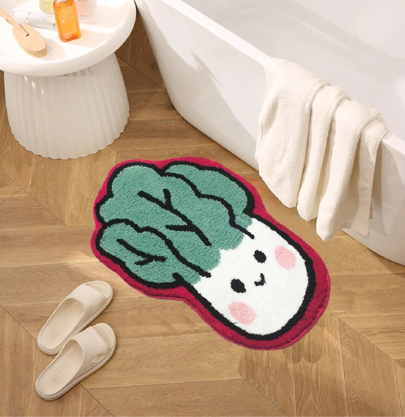 Thicken Tufted Doormat Cute Cabbage Shaped Kitchen Carpet Anti Slip Bath Mat Home Decor Entrance/Hallway Room Rug Cloakroom Mat