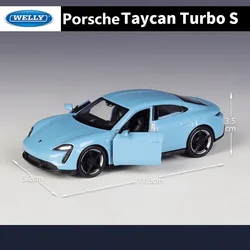 WELLY 1:36 Porsche Taycan Turbo S Alloy Car Model Diecasts Metal Toy Vehicles Car Model Pull Back Collection Childrens Toys Gift