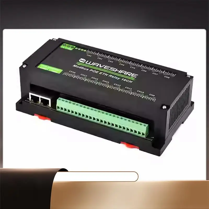 Waveshare 16-CH Ethernet Relay Communication Module Support Modbus RTU//TCP Protocol For Industrial Automation-N35R