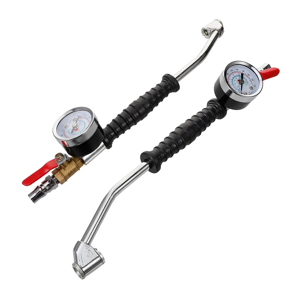 

2Pcs Tire Inflator Nozzle with Gauge Angled Head Easy Access Hard to Reach Valves for Trucks Cars Rvs Tire Inflator Tool