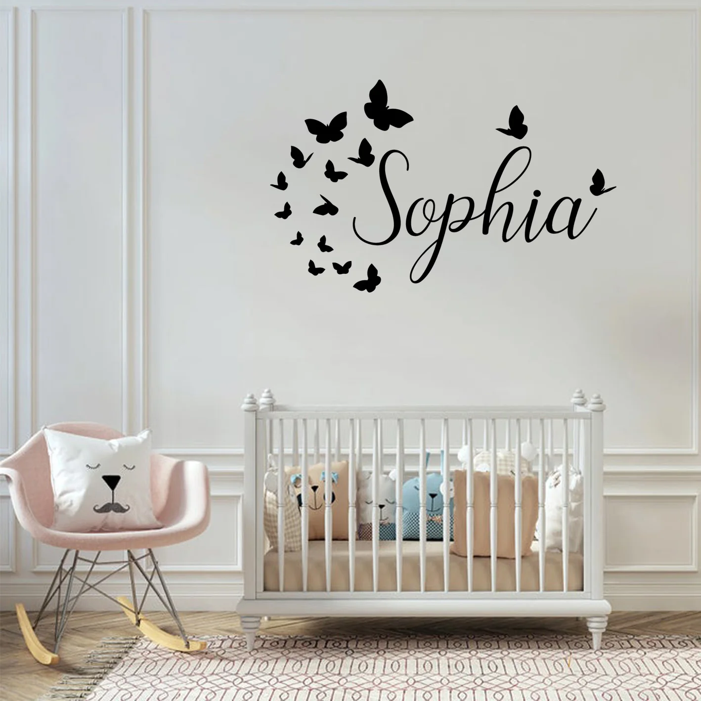 1 pc cool flower or leaves Customized Name Wall Art Decal Wall Stickers Pvc Material Kids Room Nature Decal Creative Stickers