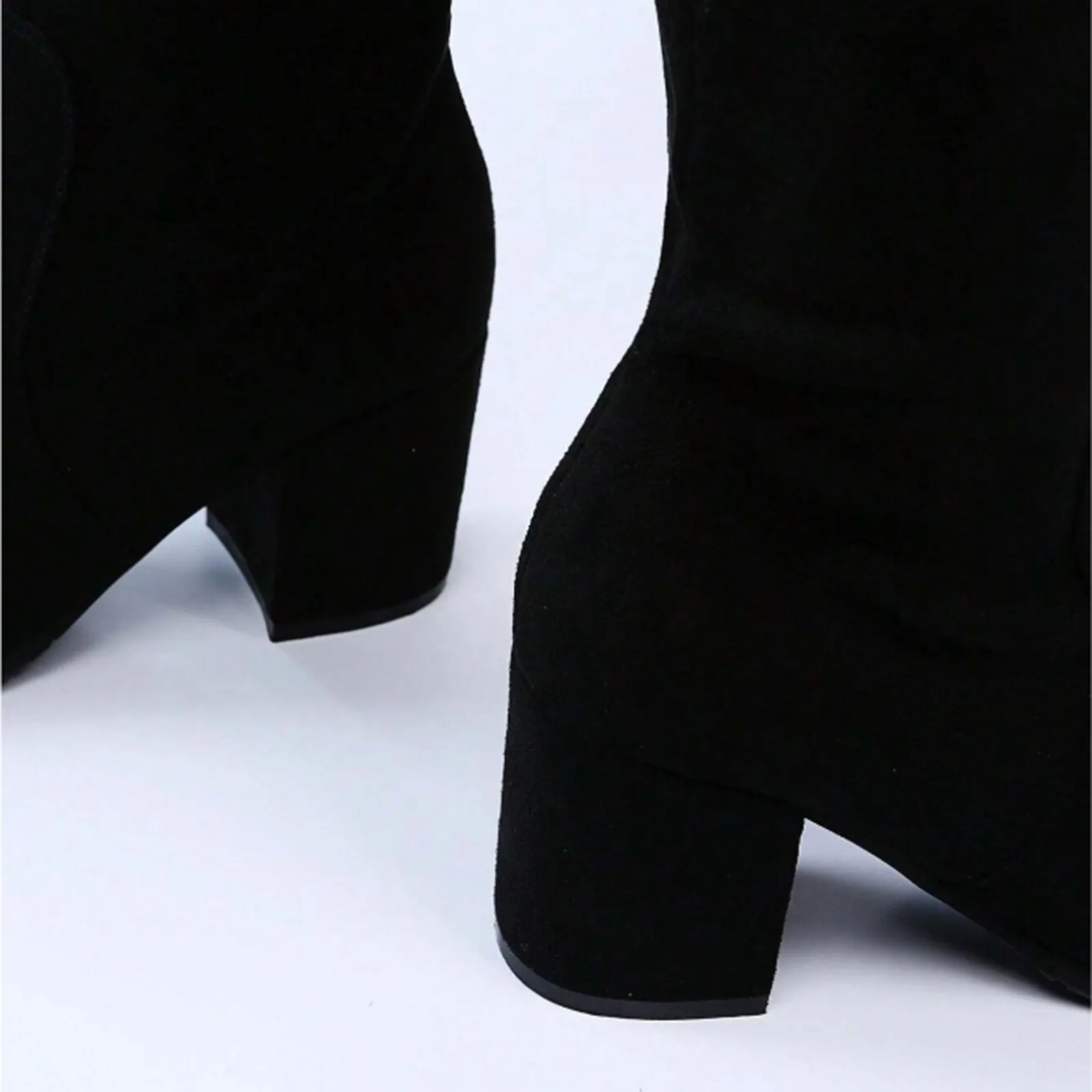 المرأة منتصف العجل الأحذية الجلد المدبوغ طول الركبة الأحذية كعب عالي مكتنز مطوي تصميم أحذية طويلة غير رسمية أحذية الشتاء الموضة #4