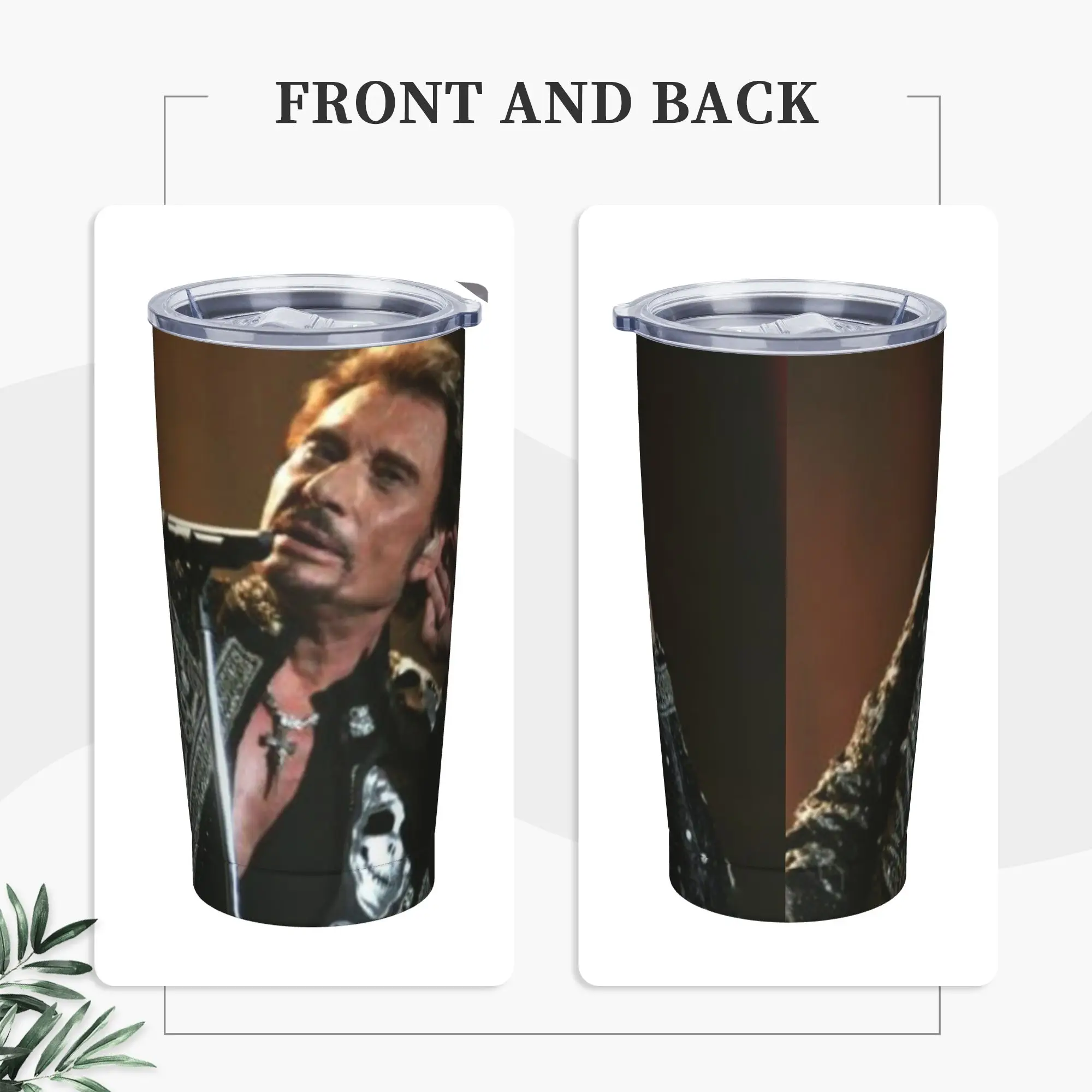 Johnny Hallyday Forever Insulated Tumbler with Straws Lid French Stainless Steel Coffee Mugs Double Wall Car Bottle Cups, 20oz