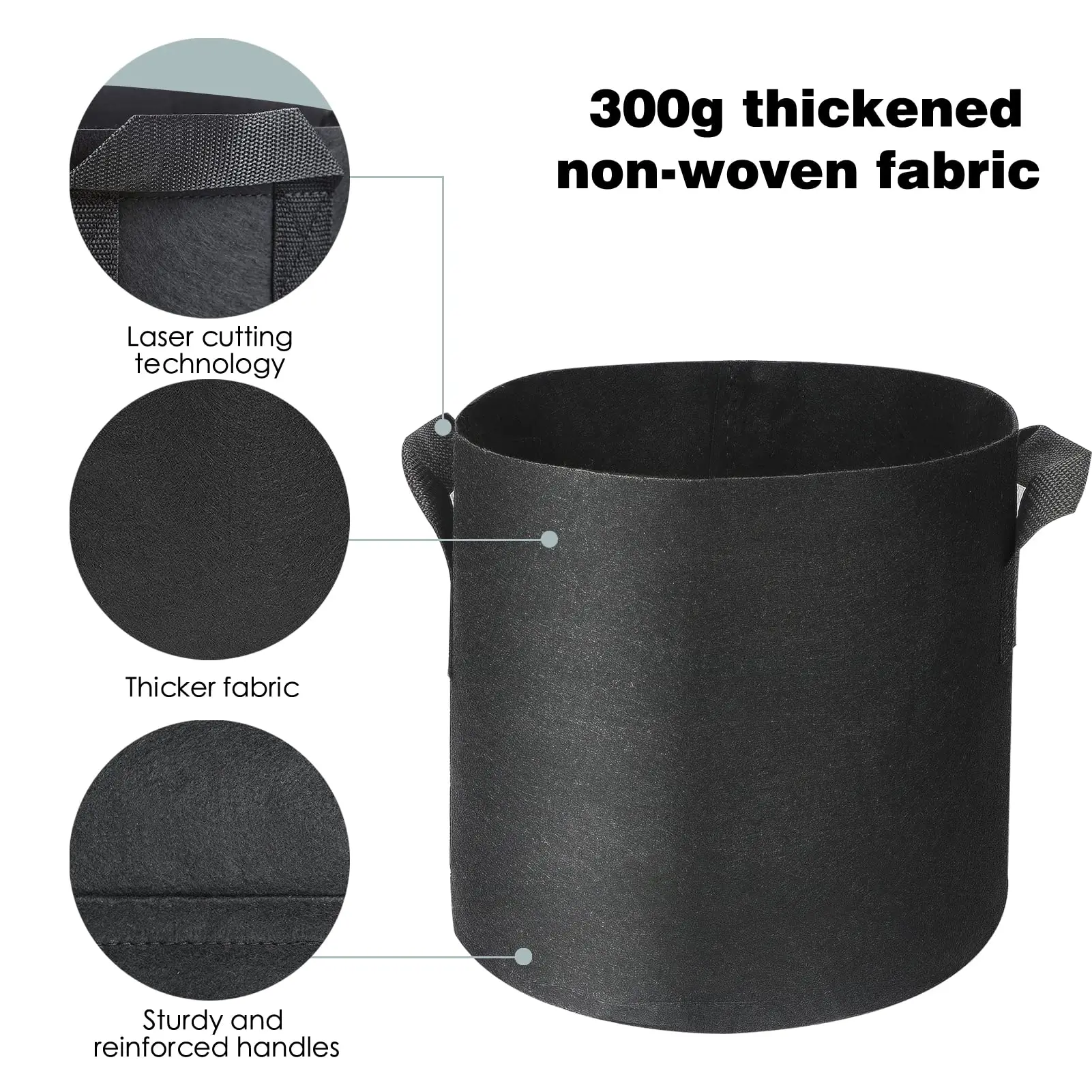 5-Pack 5 Gallon Grow Pots,Heavy Duty Thickened Nonwoven Plant Fabric Pots with Handles for Gardening