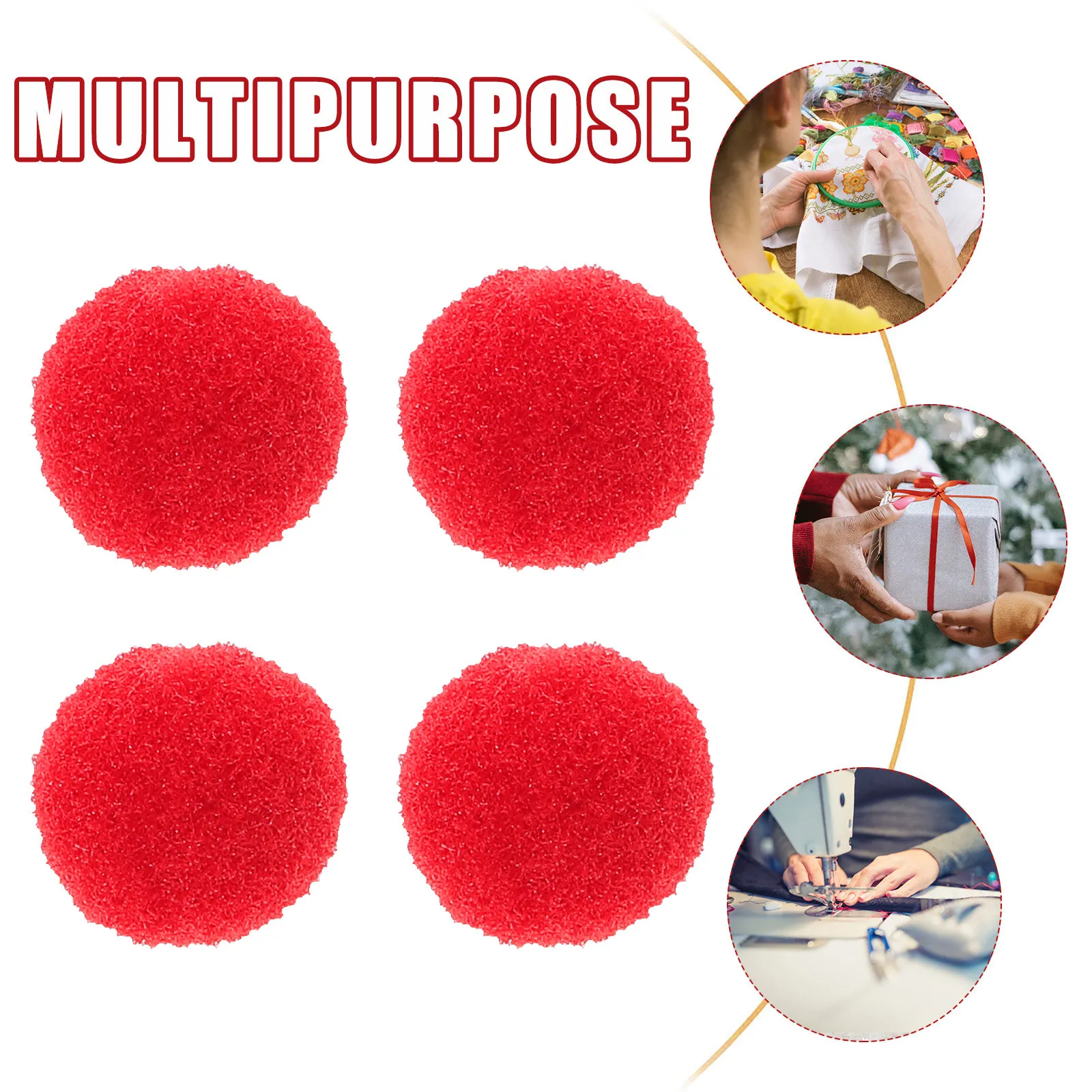 250 Pcs Crafts Pom Balls Assorted Poms Artificial Pompom Decorative Red Puff