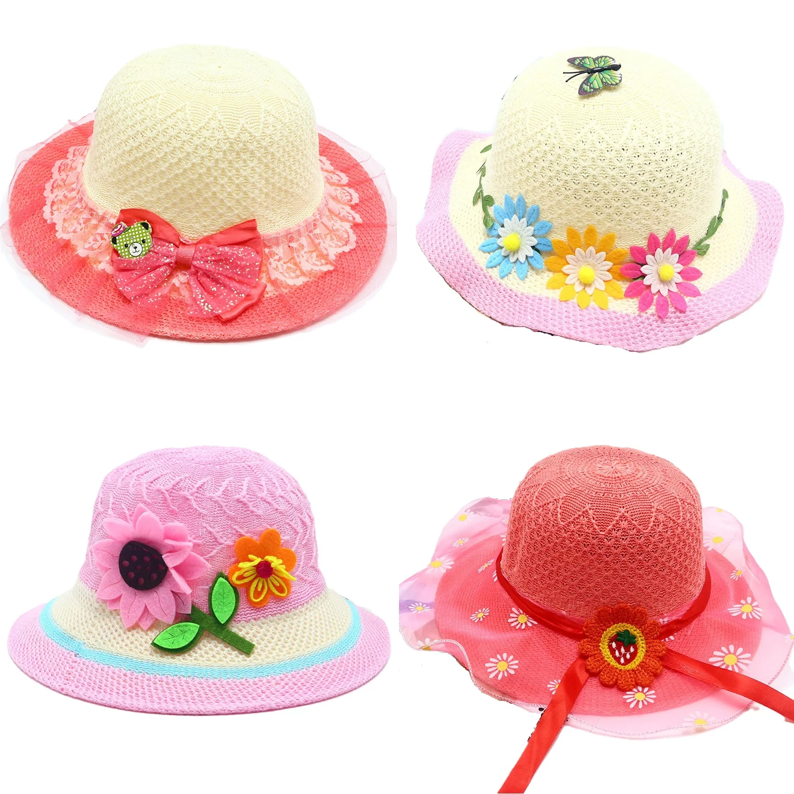 little girls summer straw sun hats