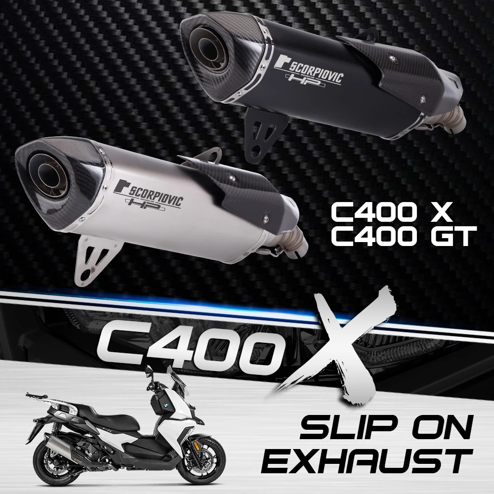 Full System For C400X C400GT 2018 2019 2020 Motorcycle GP Exhaust Escape Link Pipe Carbon Fiber cover muffler