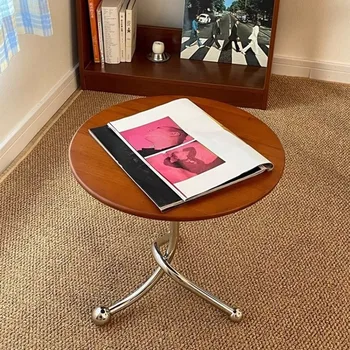 Mesa auxiliar redonda para sala de estar, mesa auxiliar para sofá cama, pequeña, Mini mesas laterales para sofá